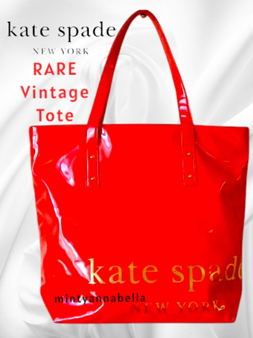 RARE Kate Spade Patent Leather Red Shopper Tote